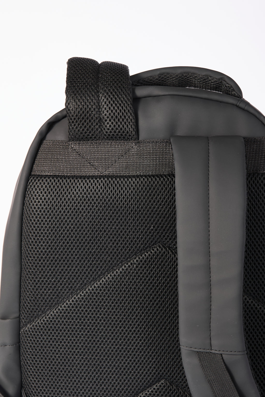 Bulletproof backpack back view with ergonomic straps and armor