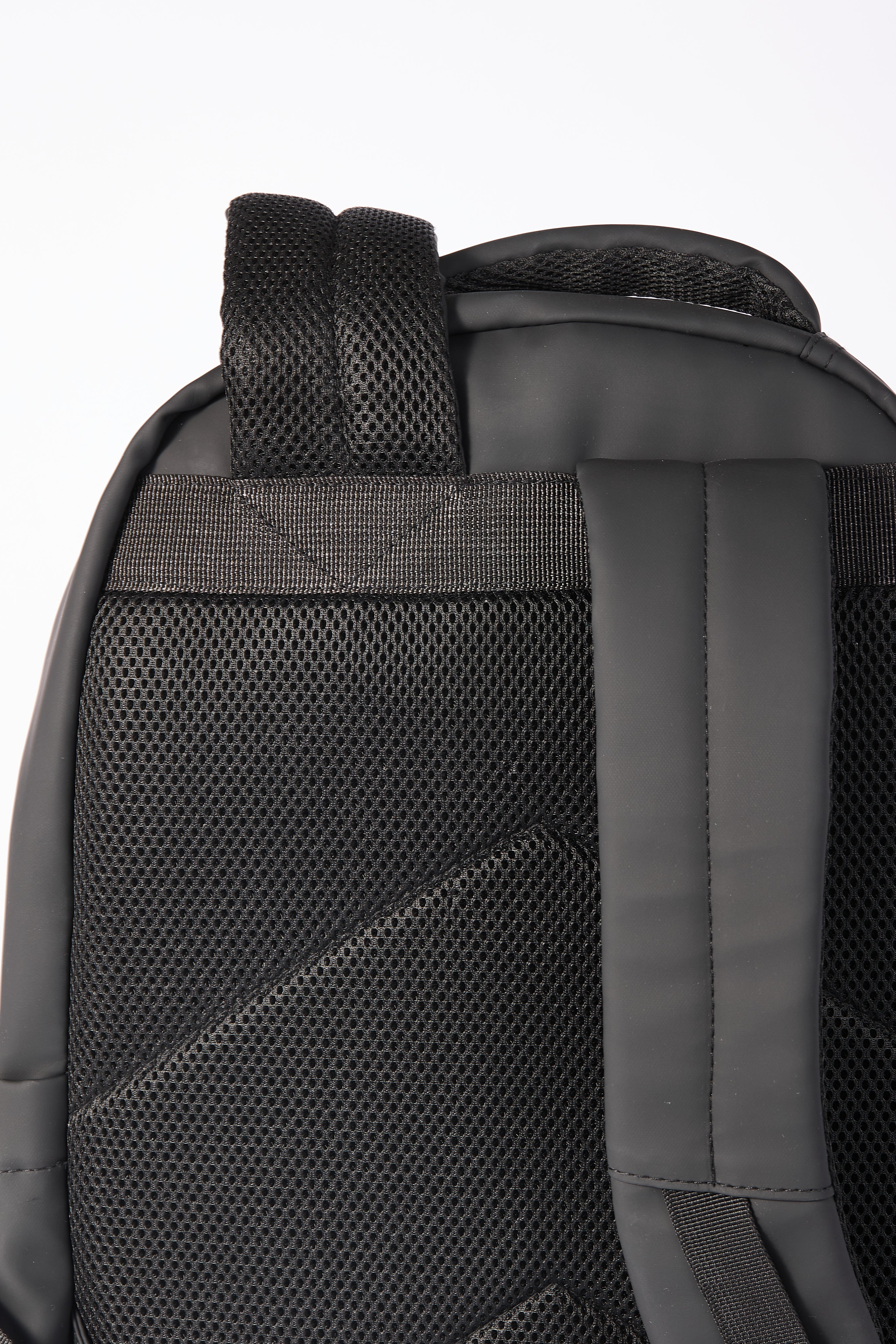 Bulletproof backpack back view with ergonomic straps and armor