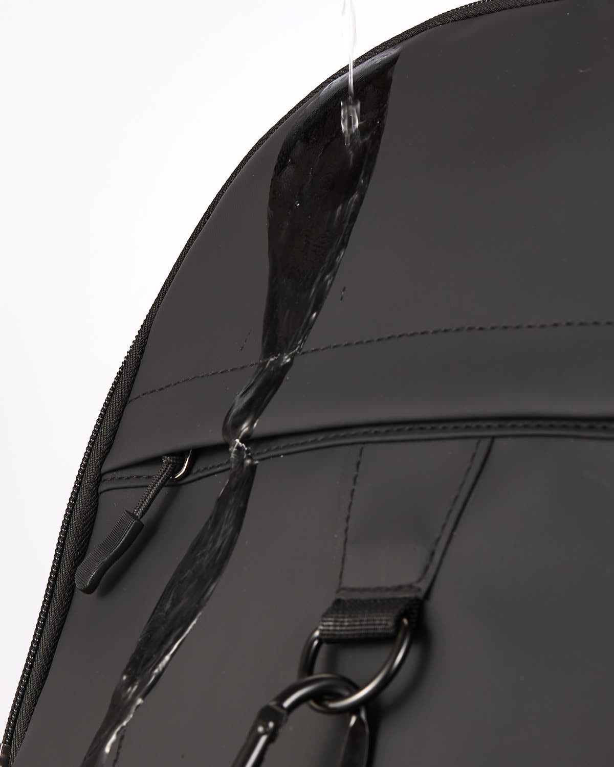 Water running off the matte shell